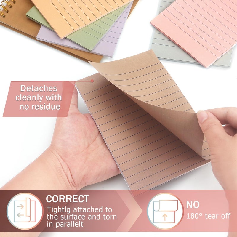 Eastern Wolf 4x6 Inch Lined Sticky Notes, 8 Pack, Vintage Colors, Premium Self-Adhesive Notepads, Large Sticky Pads for Office, School & Home Use, Easy to Use, Reusable & Removable - Image 4